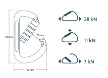 CAMP Safety Karabiner OVAL XL 3LOCK Technische Zeichnung